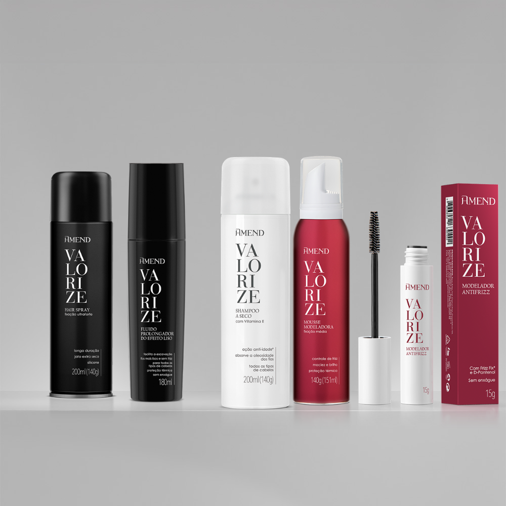 Kit Shampoo a Seco + Modelador Antifrizz + Hair Spray Ultraforte + Flu&iacute;do Prolongador do Efeito Liso + Mousse | Amend Valorize image number 2